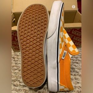 Orange Checkerboard Slip on Vans